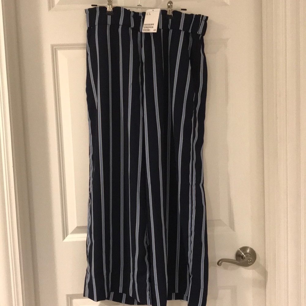 H&M navy striped culottes